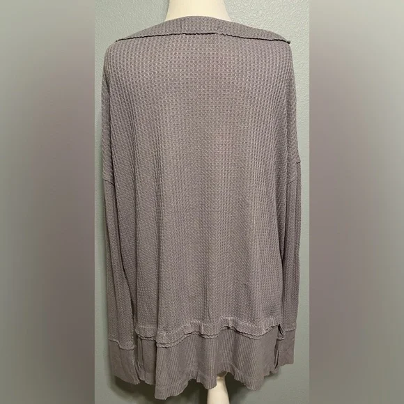 We The Free Gray Waffle Knit Top Oversized Slouchy Streetstyle Lagenlook Large - Picture 3 of 9
